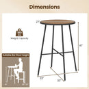 Outdoor Bar Table 41 inch Bar Height Patio Round Table with Acacia Wood Top and Metal Frame by LJGDeals