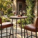 Outdoor Bar Table 41 inch Bar Height Patio Round Table with Acacia Wood Top and Metal Frame by LJGDeals
