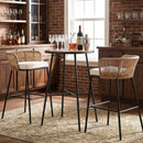 Outdoor Bar Table 41 inch Bar Height Patio Round Table with Acacia Wood Top and Metal Frame by LJGDeals