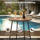 Outdoor Bar Table 41 inch Bar Height Patio Round Table with Acacia Wood Top and Metal Frame by LJGDeals