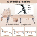 Folding Beach Lounge Chair with Pillow for Outdoor-Beige by LJGDeals