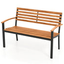 Outdoor Bench Acacia Wood Patio Loveseat with Backrest Armrests by LJGDeals