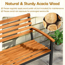 Outdoor Bench Acacia Wood Patio Loveseat with Backrest Armrests by LJGDeals
