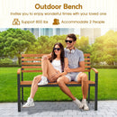 Outdoor Bench Acacia Wood Patio Loveseat with Backrest Armrests by LJGDeals