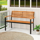 Outdoor Bench Acacia Wood Patio Loveseat with Backrest Armrests by LJGDeals