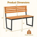 Outdoor Bench Acacia Wood Patio Loveseat with Backrest and Heavy Duty Metal Frame by LJGDeals