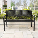 Metal Outdoor Bench with High Back for 2-3-Person Patio Bench-Black by LJGDeals
