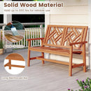 Outdoor Bench Wood 2-Person Patio Loveseat Chair with Geometric Backrest by LJGDeals
