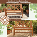 Outdoor Bench Wood 2-Person Patio Loveseat Chair with Geometric Backrest by LJGDeals