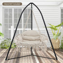 Hand-Woven Rope Hanging Chair with Cushion and Folding Frame by DirectDeals