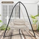 Hand-Woven Rope Hanging Chair with Cushion and Folding Frame by LJGDeals