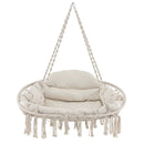 Hand-Woven Rope Hanging Chair with Cushion and Folding Frame by DirectDeals
