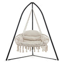 Hand-Woven Rope Hanging Chair with Cushion and Folding Frame by LJGDeals