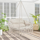 Hand-Woven Rope Hanging Chair with Cushion and Folding Frame by LJGDeals