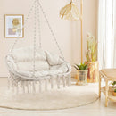 Hand-Woven Rope Hanging Chair with Cushion and Folding Frame by LJGDeals