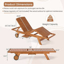 Outdoor Chaise Lounge Chair with Wheels 4-Position Patio Wood Recliner with Adjustable Backrest by LJGDeals