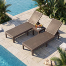 Outdoor Chaise Lounger Chair with Waterproof Rattan Textured PP Surface Set of 2 by LJGDeals