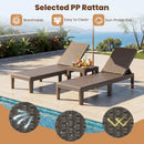 Outdoor Chaise Lounger Chair with Waterproof Rattan Textured PP Surface Set of 2 by LJGDeals