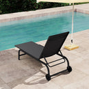 Outdoor Chaise Lounge Chair with Wheels and Metal Frame by LJGDeals