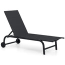 Outdoor Chaise Lounge Chair with Wheels and Metal Frame by LJGDeals