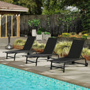 Outdoor Chaise Lounge Chair with Wheels and Metal Frame by LJGDeals