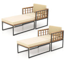 Patio Acacia Wood Armchair with Long Ottoman and Seat Back Cushions by LJGDeals