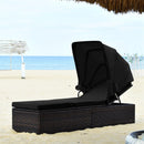 Outdoor Chaise Lounge Chair with Folding Canopy by LJGDeals
