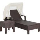 Outdoor Chaise Lounge Chair and Table Set with Folding Canopy and Armrests by LJGDeals
