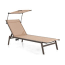 Outdoor Chaise Lounge Chair with Sunshade and 6 Adjustable Position-Brown by LJGDeals