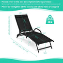 2 Pieces Outdoor Chaise Lounge with 5-Position Adjustable Backrest-Black by LJGDeals