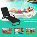 2 Pieces Outdoor Chaise Lounge with 5-Position Adjustable Backrest-Black by LJGDeals