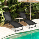 2 Pieces Outdoor Chaise Lounge with 5-Position Adjustable Backrest-Black by LJGDeals