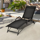 2 Pieces Outdoor Chaise Lounge with 5-Position Adjustable Backrest-Black by LJGDeals