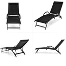 2 Pieces Outdoor Chaise Lounge with 5-Position Adjustable Backrest-Black by LJGDeals