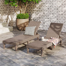 Outdoor Chaise Lounger Chair with Waterproof Rattan Textured PP Surface and 330 lbs Capacity-Brown