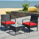 3 Pieces Patio Wicker Rattan Furniture Set with Cushion for Lawn Backyard by LJGDeals