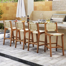 Outdoor Counter Height Bar Stool with Teak Wood Frame by LJGDeals