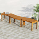 Outdoor Curved Acacia Wood Bench Set of 2/3/4 for Front Porch by LJGDeals