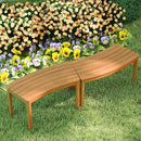 Outdoor Curved Acacia Wood Bench Set of 2/3/4 for Front Porch by LJGDeals