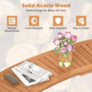 Outdoor Curved Acacia Wood Fire Pit Bench with Slatted Seat-1 Piece