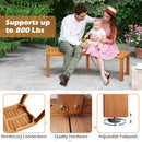 Outdoor Curved Acacia Wood Fire Pit Bench with Slatted Seat-1 Piece