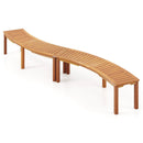 Outdoor Curved Acacia Wood Fire Pit Bench with Slatted Seat by DirectDeals