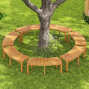Set of 7 Outdoor Bench Acacia Wood Curved Garden Bench 2-Person by DirectDeals
