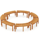 Set of 7 Outdoor Bench Acacia Wood Curved Garden Bench 2-Person by DirectDeals