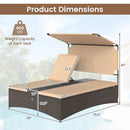 Outdoor Daybed with Adjustable Backrests 2-Person PE Rattan Patio Bed-Brown by LJGDeals