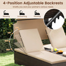 Outdoor Daybed with Adjustable Backrests 2-Person PE Rattan Patio Bed-Brown by LJGDeals