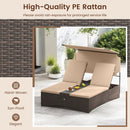 Outdoor Daybed with Adjustable Backrests 2-Person PE Rattan Patio Bed-Brown by LJGDeals
