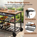 Outdoor Dining Cart with BBQ Grill and Folding Side Panel by LJGDeals