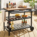 Outdoor Dining Cart with BBQ Grill and Folding Side Panel by LJGDeals