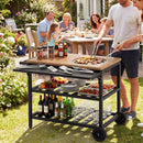 Outdoor Dining Cart with BBQ Grill and Folding Side Panel by LJGDeals